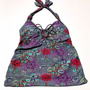 Motherhood Maternity Beach Bump Swimsuit Bathing Suit Bikini Tankini Top S